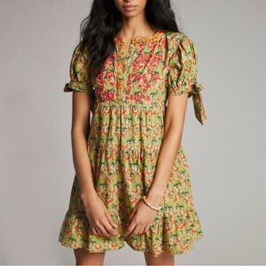 Anthropologie ROOPA PEMMARAJU Floral Puff Sleeve Midi Dress